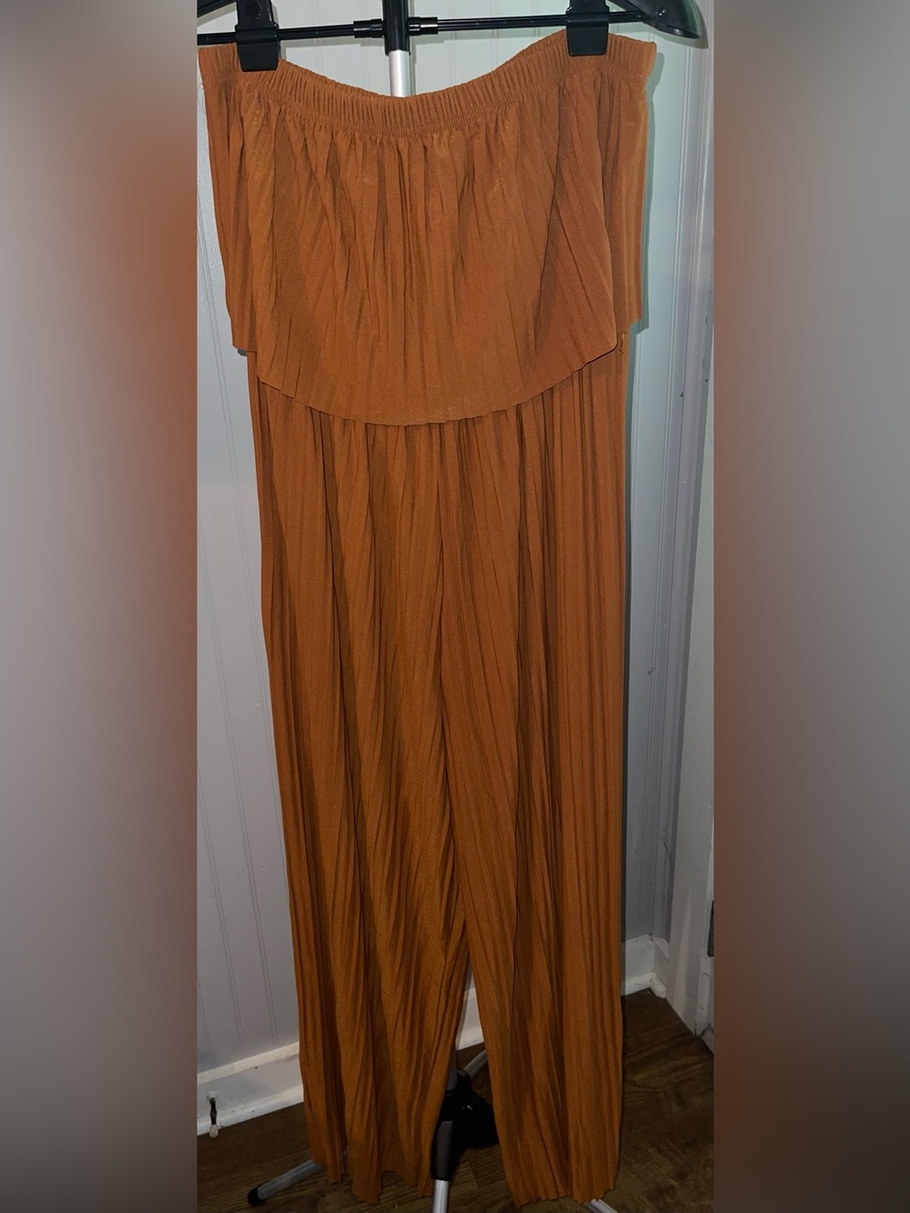 Love Poem Pleated Strapless Jumpsuit Cognac (JS800)